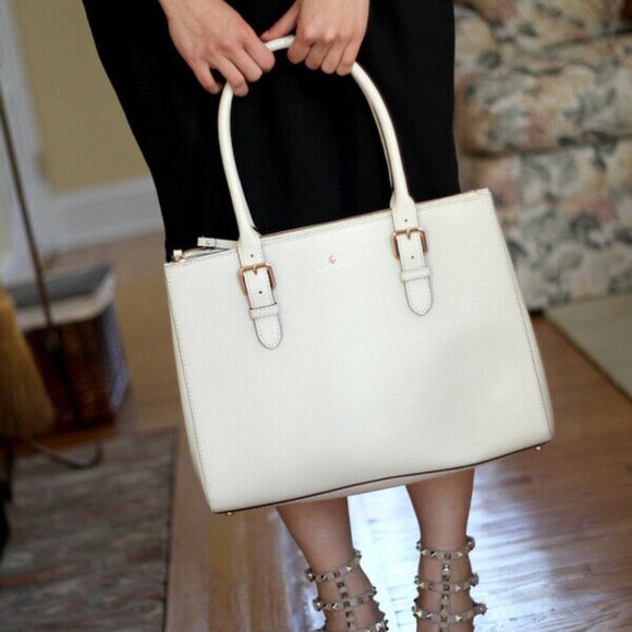 Kate Spade NY Charlotte Street Reena Tote Bag Stone Ice Gray Shoulder Purse - Picture 15 of 16